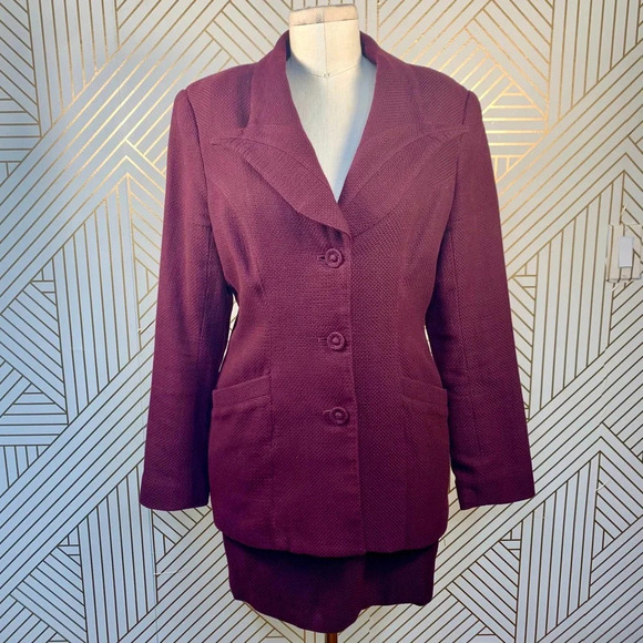 Vivienne Tam Purple Two-Piece Blazer Skirt Suit